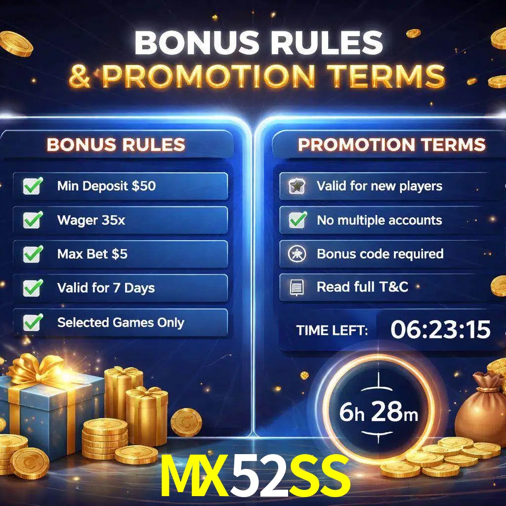 Reglas de promoción MX52SS y condiciones de bonos explicadas visualmente